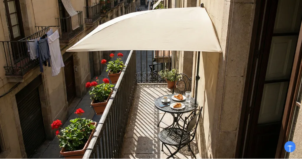 Best patio umbrella for small balcony with half-canopy design maximizing tight space