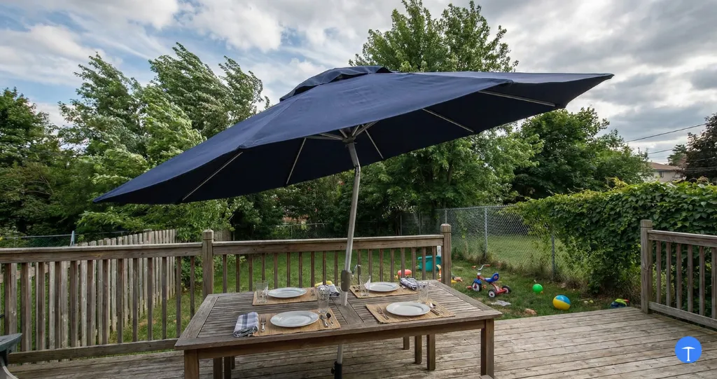 How much wind can patio umbrellas withstand shown in real wind conditions