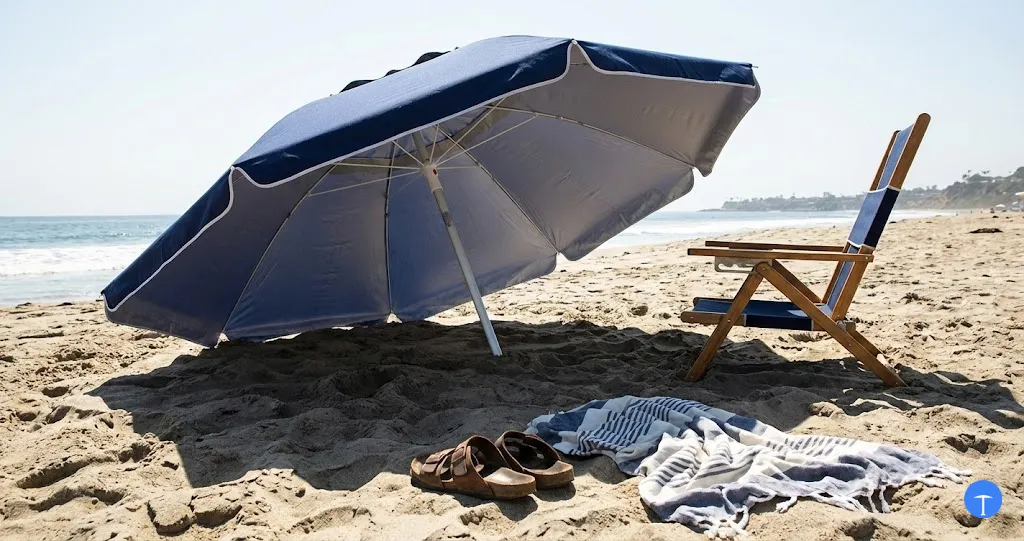 What makes a good beach umbrella featuring UPF protection and wind vents